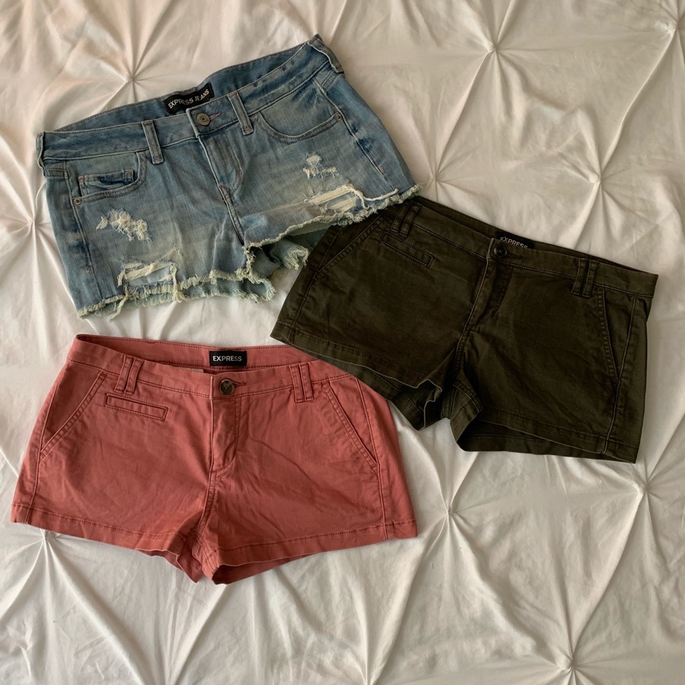 Express shorts - jean, army green & salmon